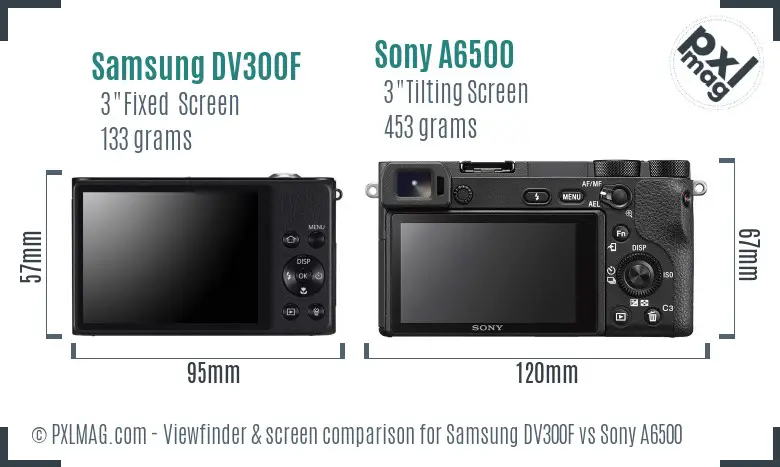 Samsung DV300F vs Sony A6500 Screen and Viewfinder comparison