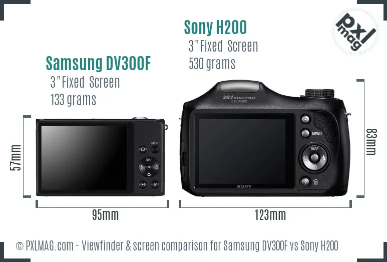 Samsung DV300F vs Sony H200 Screen and Viewfinder comparison