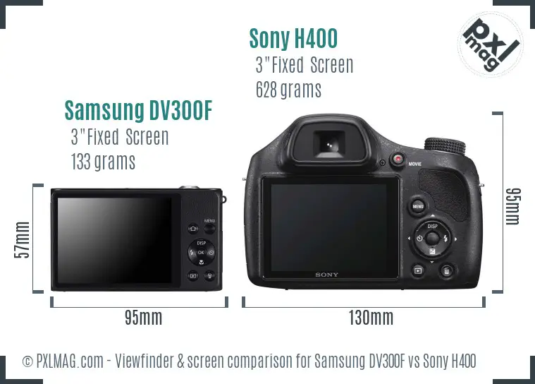 Samsung DV300F vs Sony H400 Screen and Viewfinder comparison