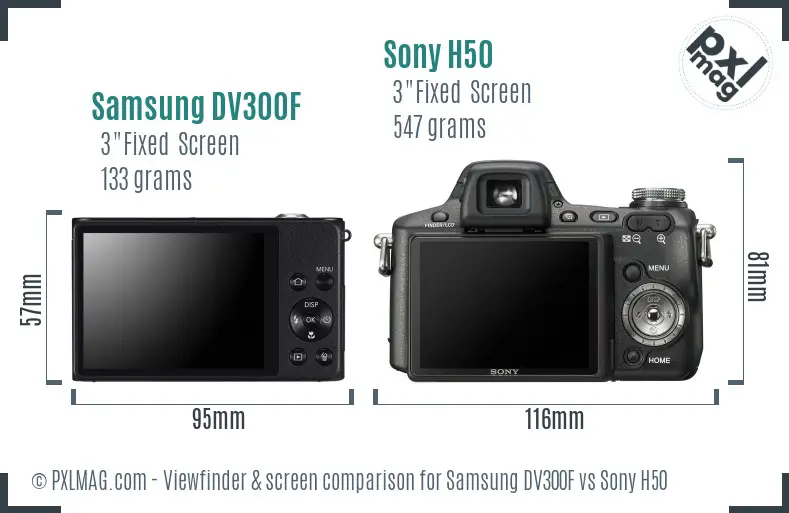 Samsung DV300F vs Sony H50 Screen and Viewfinder comparison