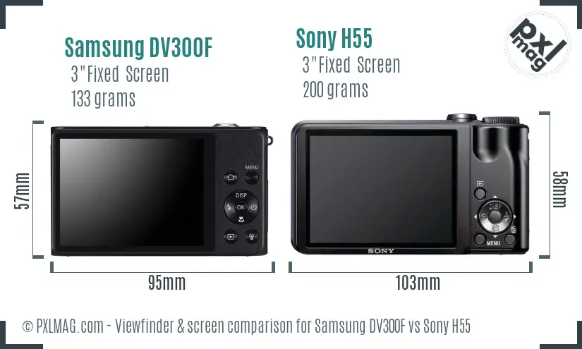 Samsung DV300F vs Sony H55 Screen and Viewfinder comparison