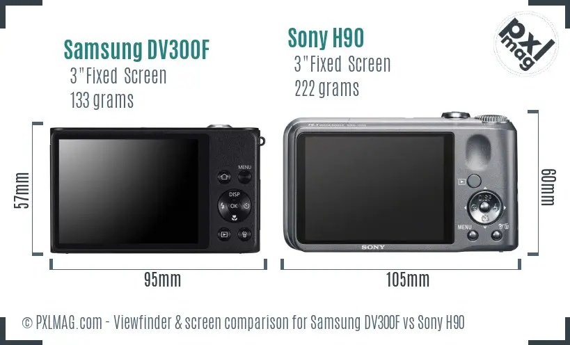 Samsung DV300F vs Sony H90 Screen and Viewfinder comparison