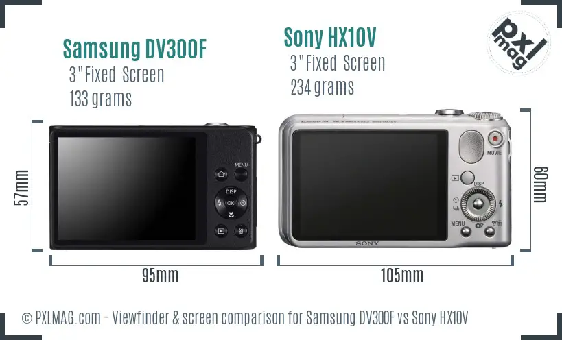 Samsung DV300F vs Sony HX10V Screen and Viewfinder comparison