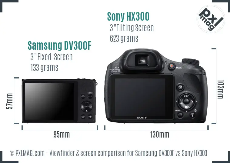 Samsung DV300F vs Sony HX300 Screen and Viewfinder comparison