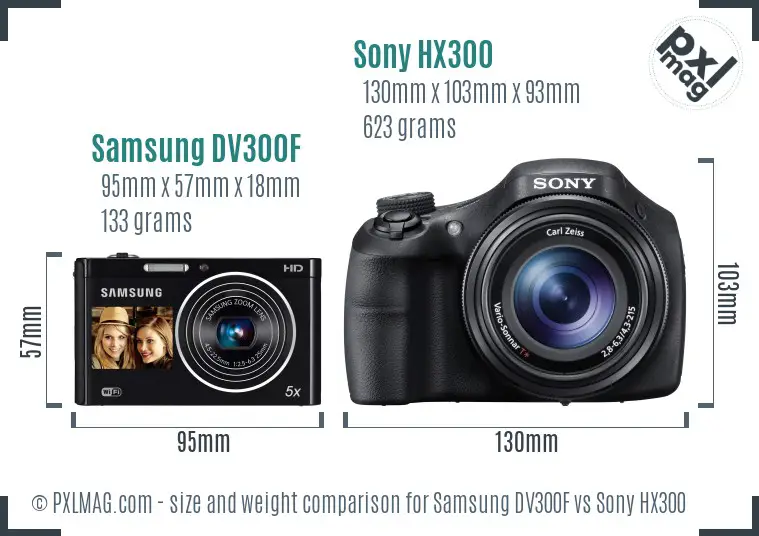 Samsung DV300F vs Sony HX300 size comparison