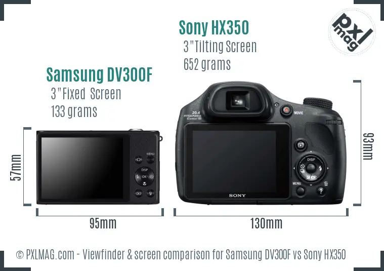 Samsung DV300F vs Sony HX350 Screen and Viewfinder comparison