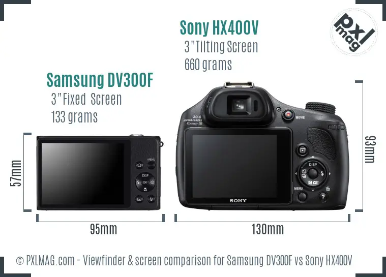 Samsung DV300F vs Sony HX400V Screen and Viewfinder comparison