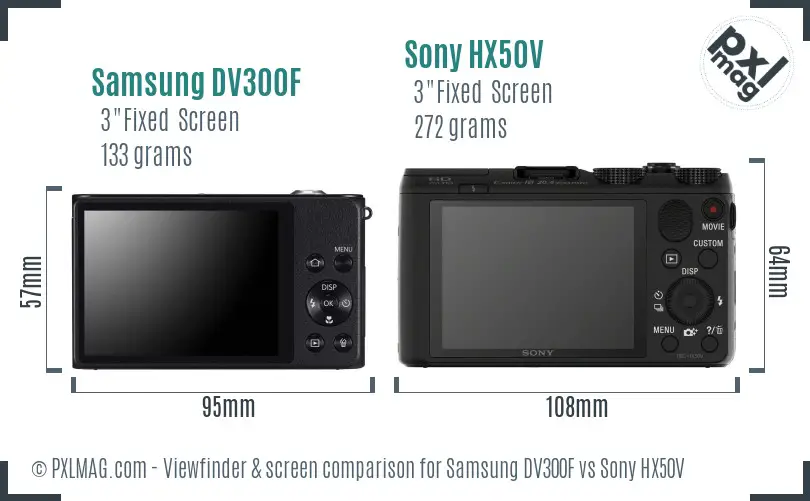 Samsung DV300F vs Sony HX50V Screen and Viewfinder comparison