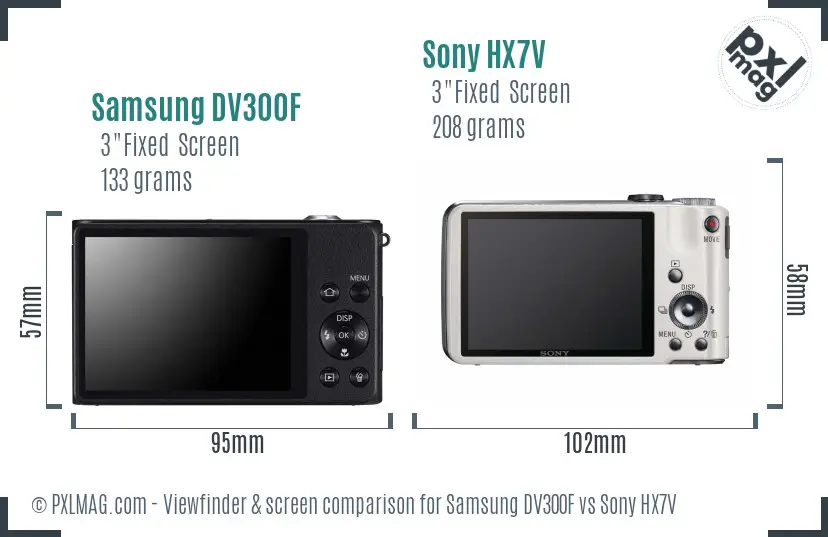 Samsung DV300F vs Sony HX7V Screen and Viewfinder comparison