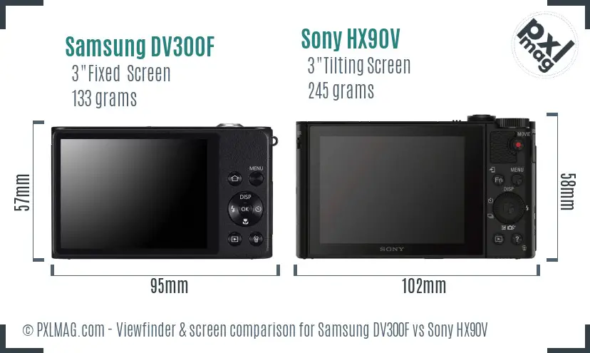 Samsung DV300F vs Sony HX90V Screen and Viewfinder comparison
