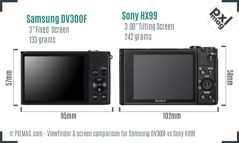 Samsung DV300F vs Sony HX99 Screen and Viewfinder comparison Samsung DV300F vs Sony HX99 Screen and Viewfinder comparison
