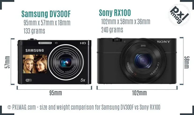 Samsung DV300F vs Sony RX100 size comparison Samsung DV300F vs Sony RX100 size comparison