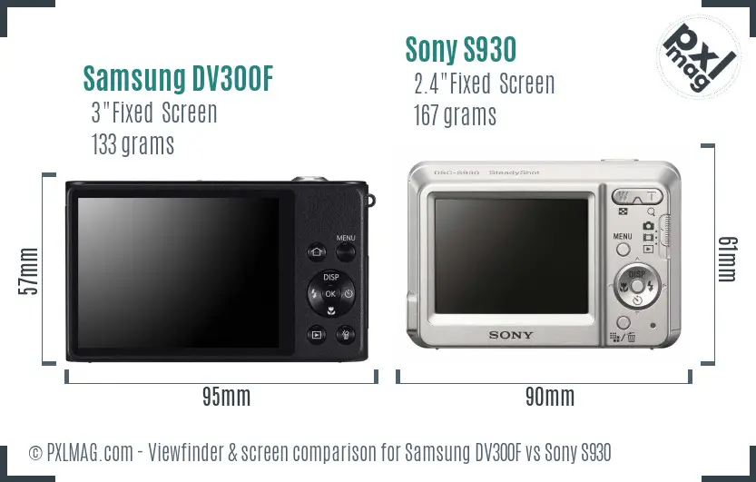 Samsung DV300F vs Sony S930 Screen and Viewfinder comparison