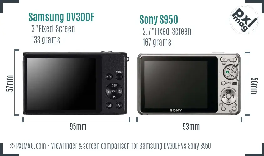 Samsung DV300F vs Sony S950 Screen and Viewfinder comparison