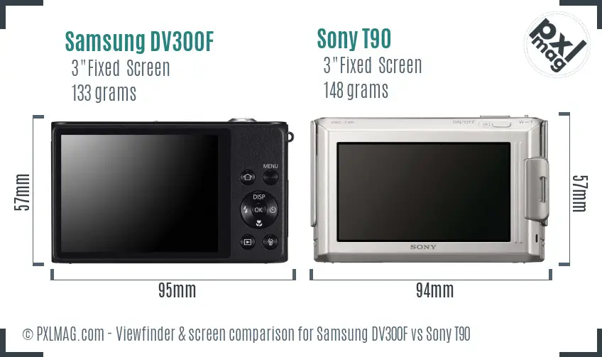 Samsung DV300F vs Sony T90 Screen and Viewfinder comparison