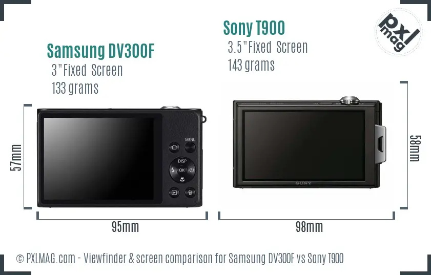 Samsung DV300F vs Sony T900 Screen and Viewfinder comparison