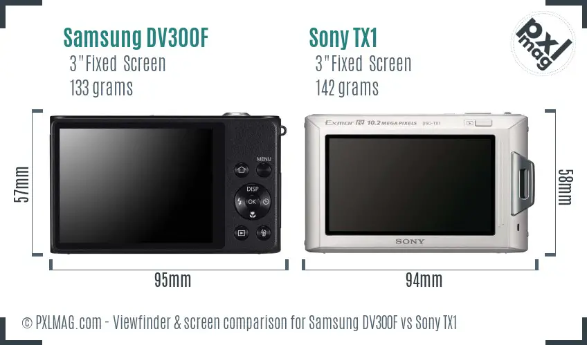 Samsung DV300F vs Sony TX1 Screen and Viewfinder comparison