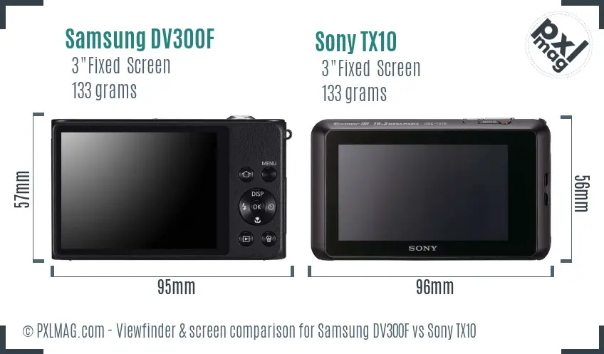 Samsung DV300F vs Sony TX10 Screen and Viewfinder comparison