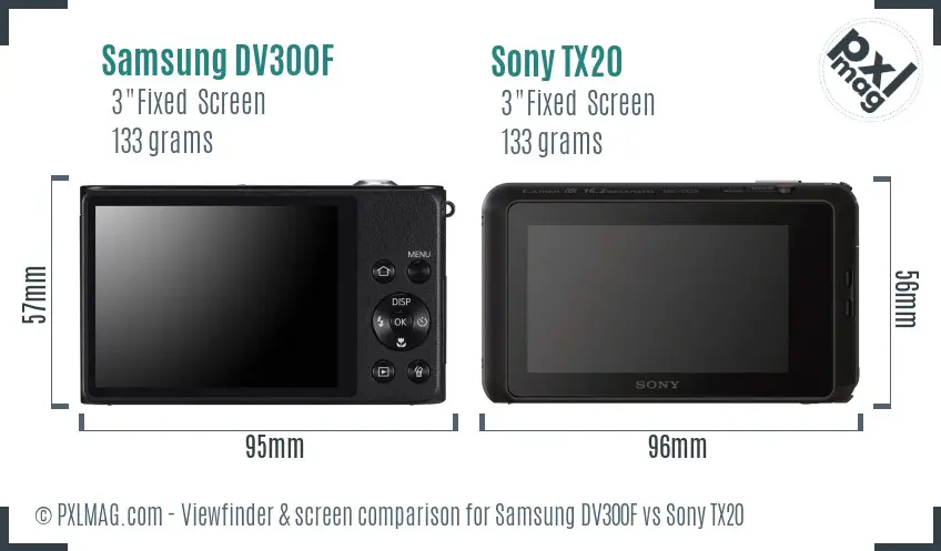 Samsung DV300F vs Sony TX20 Screen and Viewfinder comparison