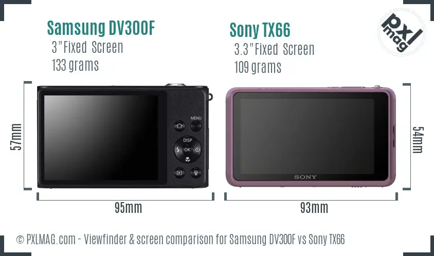 Samsung DV300F vs Sony TX66 Screen and Viewfinder comparison