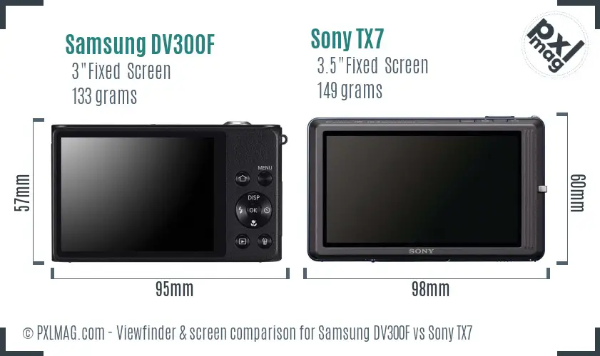 Samsung DV300F vs Sony TX7 Screen and Viewfinder comparison