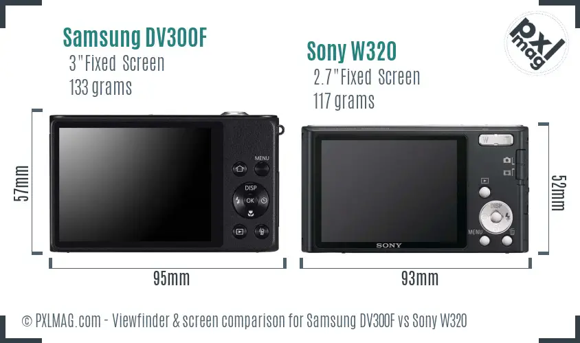 Samsung DV300F vs Sony W320 Screen and Viewfinder comparison