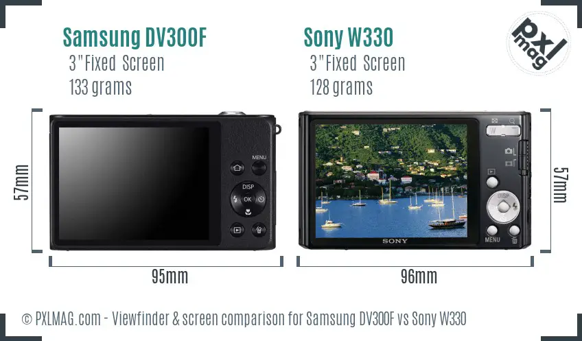 Samsung DV300F vs Sony W330 Screen and Viewfinder comparison