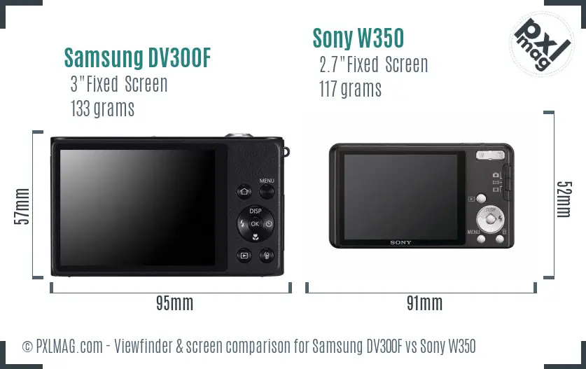 Samsung DV300F vs Sony W350 Screen and Viewfinder comparison