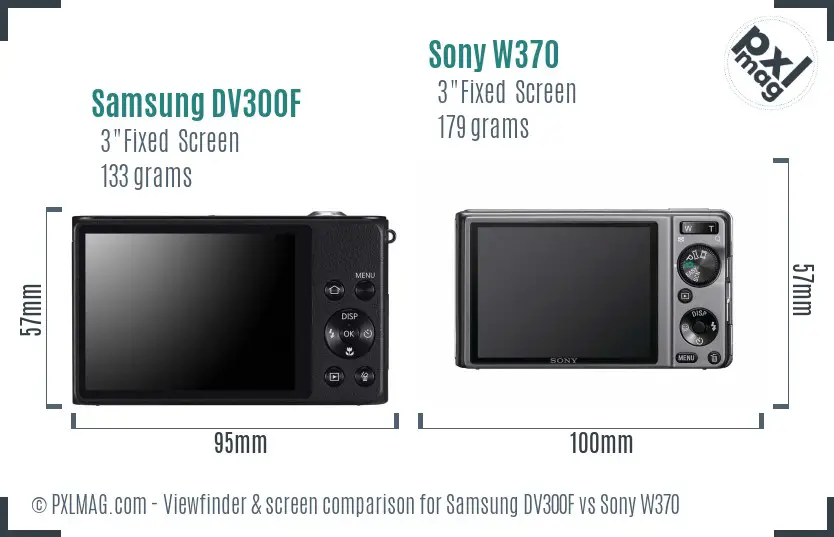 Samsung DV300F vs Sony W370 Screen and Viewfinder comparison