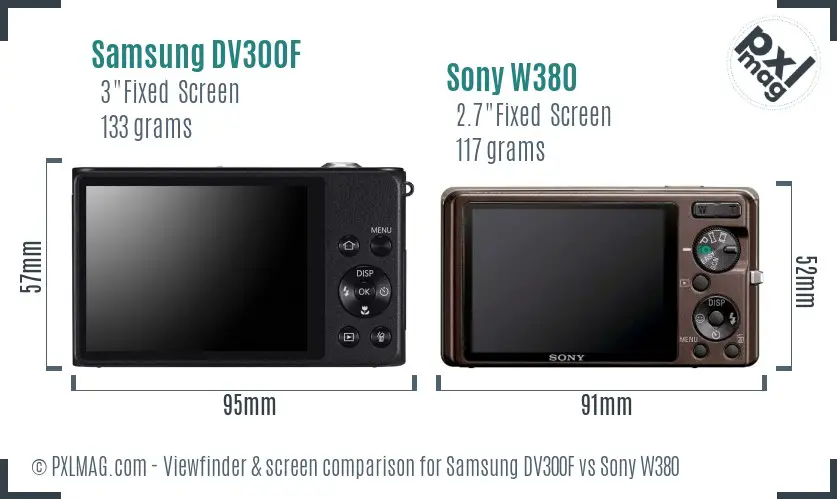 Samsung DV300F vs Sony W380 Screen and Viewfinder comparison
