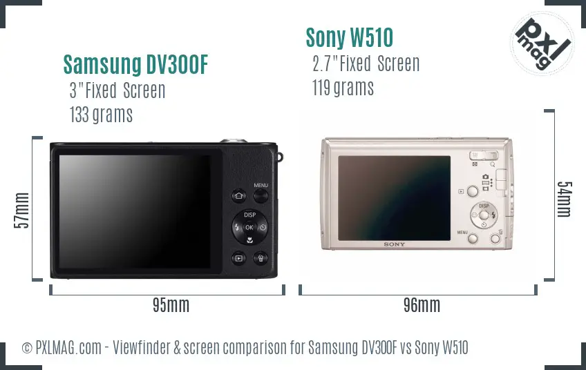 Samsung DV300F vs Sony W510 Screen and Viewfinder comparison