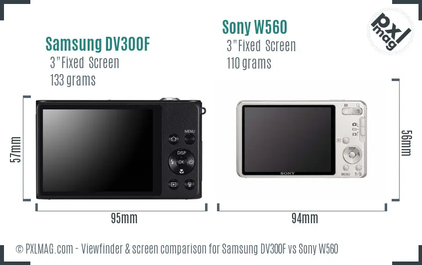 Samsung DV300F vs Sony W560 Screen and Viewfinder comparison