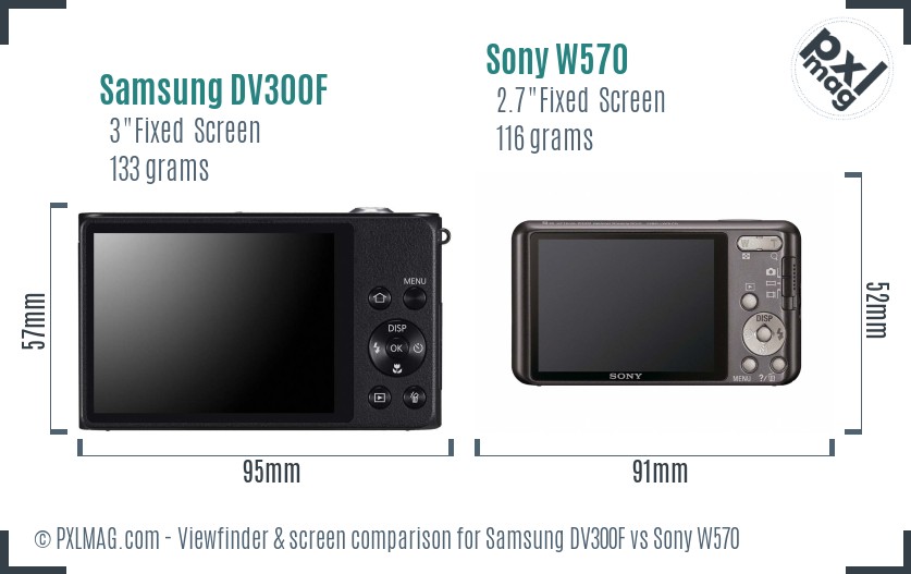 Samsung DV300F vs Sony W570 Screen and Viewfinder comparison