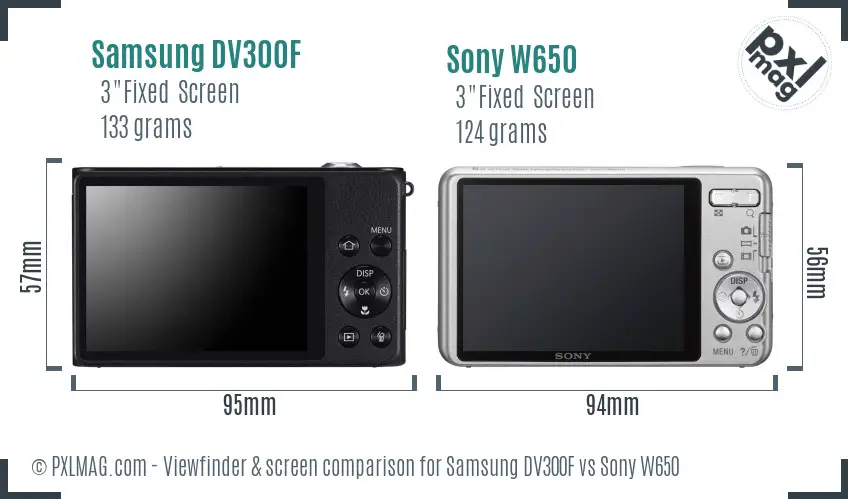 Samsung DV300F vs Sony W650 Screen and Viewfinder comparison