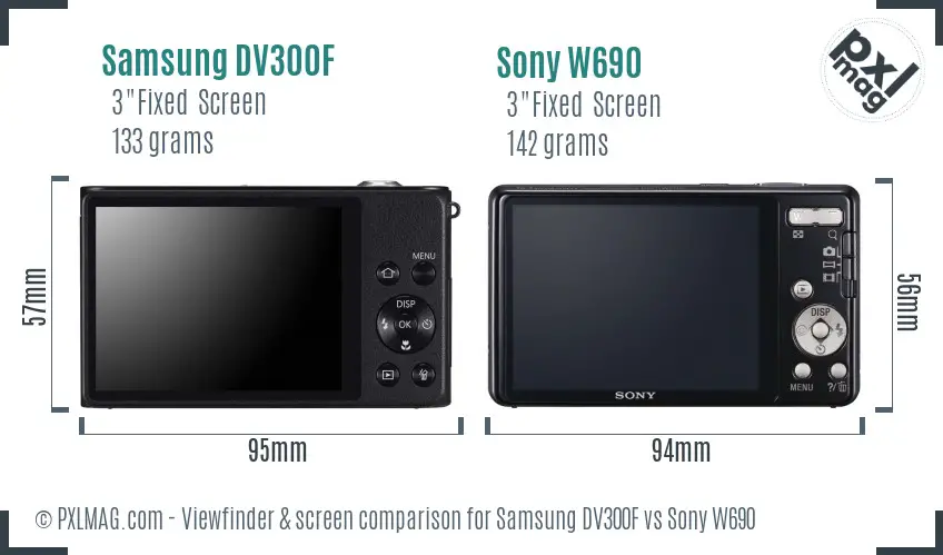 Samsung DV300F vs Sony W690 Screen and Viewfinder comparison