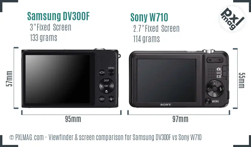 Samsung DV300F vs Sony W710 Screen and Viewfinder comparison