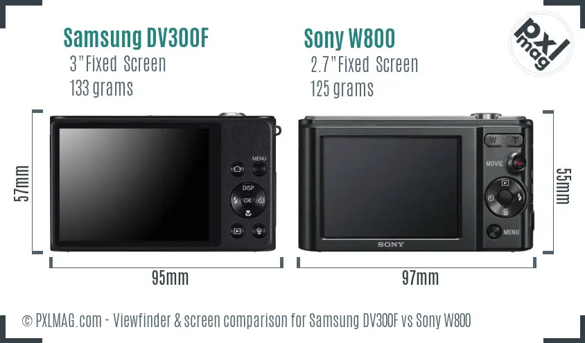 Samsung DV300F vs Sony W800 Screen and Viewfinder comparison