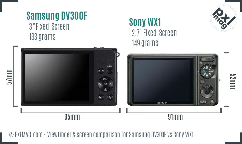 Samsung DV300F vs Sony WX1 Screen and Viewfinder comparison