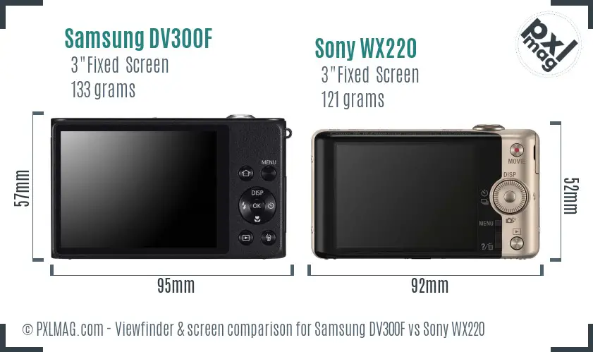 Samsung DV300F vs Sony WX220 Screen and Viewfinder comparison