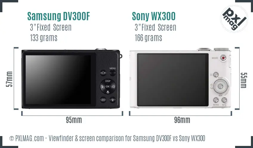 Samsung DV300F vs Sony WX300 Screen and Viewfinder comparison