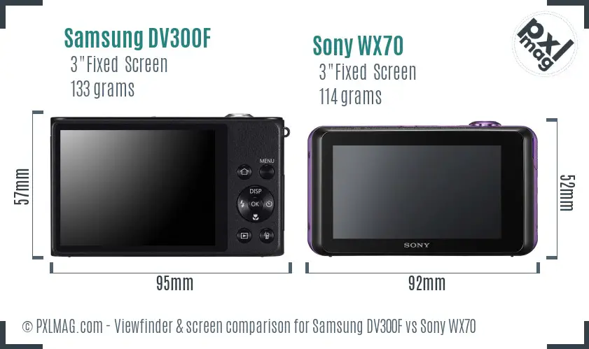 Samsung DV300F vs Sony WX70 Screen and Viewfinder comparison