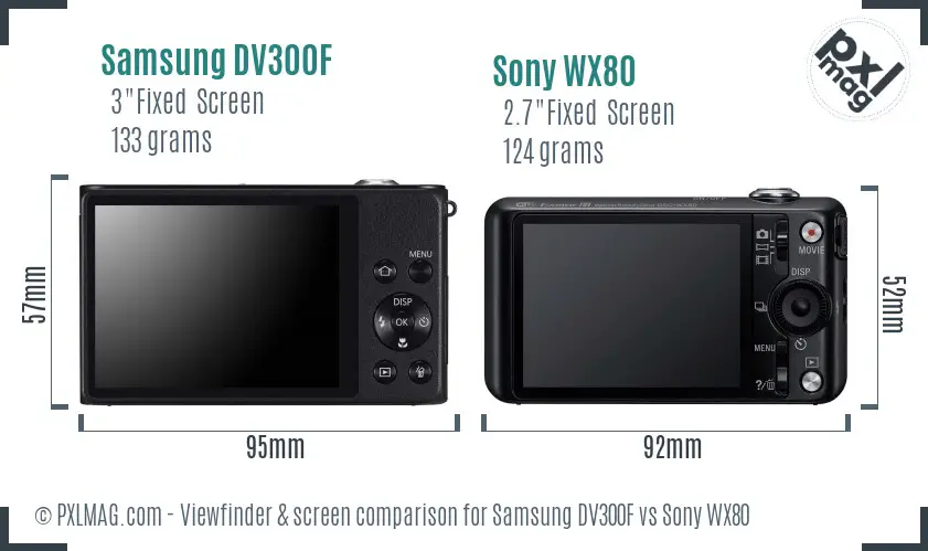 Samsung DV300F vs Sony WX80 Screen and Viewfinder comparison