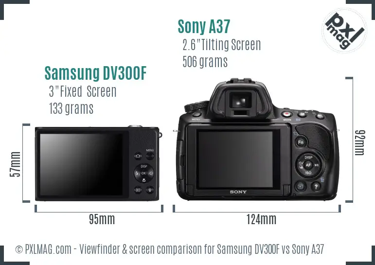 Samsung DV300F vs Sony A37 Screen and Viewfinder comparison