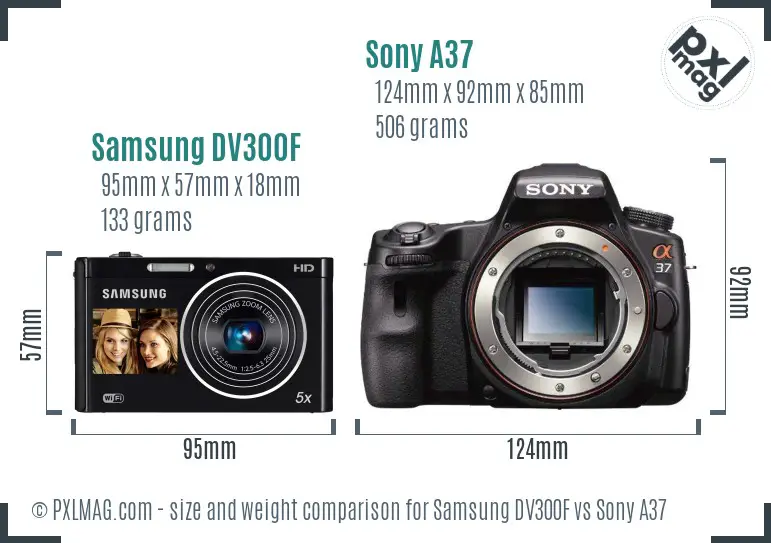 Samsung DV300F vs Sony A37 size comparison