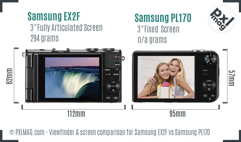 Samsung EX2F vs Samsung PL170 Screen and Viewfinder comparison Samsung EX2F vs Samsung PL170 Screen and Viewfinder comparison