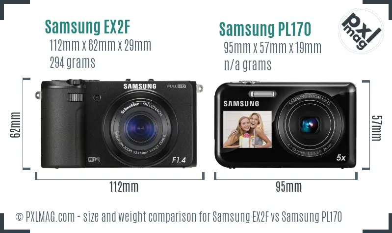 Samsung EX2F vs Samsung PL170 size comparison Samsung EX2F vs Samsung PL170 size comparison