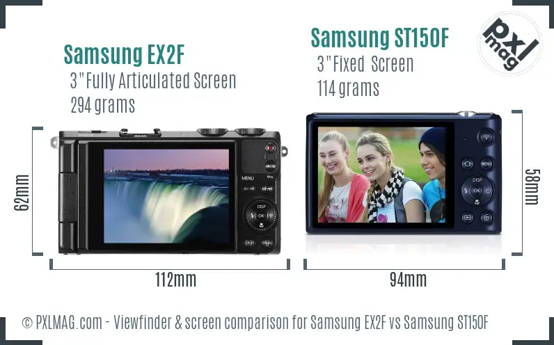 Samsung EX2F vs Samsung ST150F Screen and Viewfinder comparison