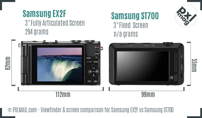 Samsung EX2F vs Samsung ST700 Screen and Viewfinder comparison