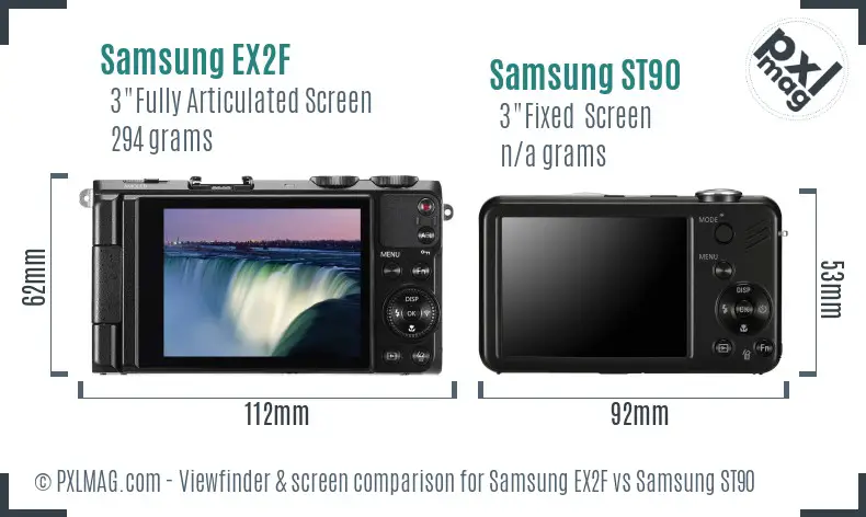 Samsung EX2F vs Samsung ST90 Screen and Viewfinder comparison Samsung EX2F vs Samsung ST90 Screen and Viewfinder comparison