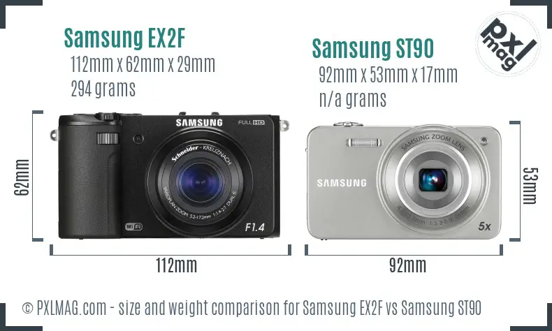 Samsung EX2F vs Samsung ST90 size comparison Samsung EX2F vs Samsung ST90 size comparison